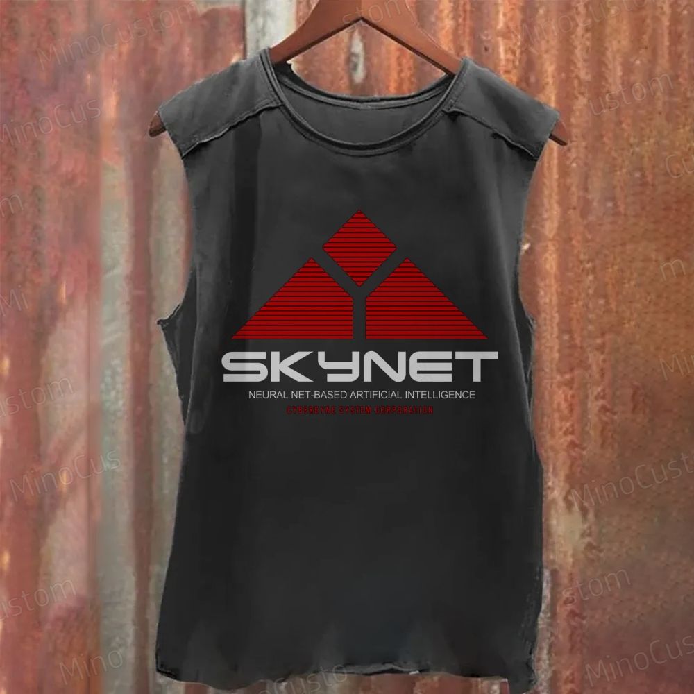 Terminator Skynet Logo Sleeveless Washed Tank Top