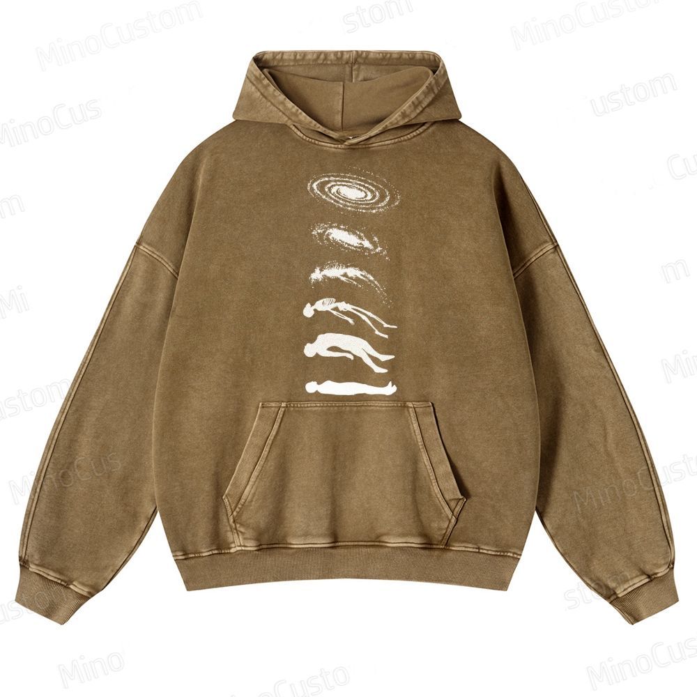 Vintage Washed Cosmic Evolution Graphic Hoodie