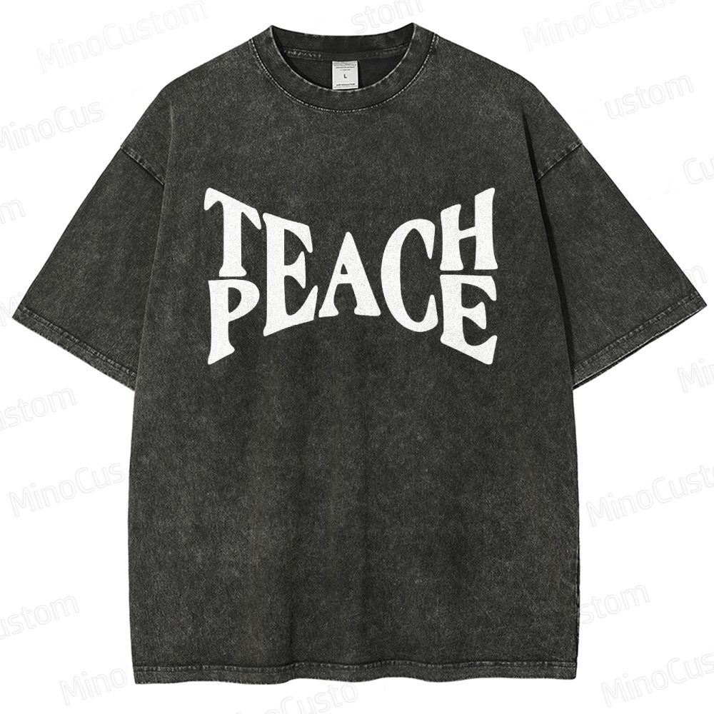 Vintage Washed “PEACE” Graphic T - Shirt