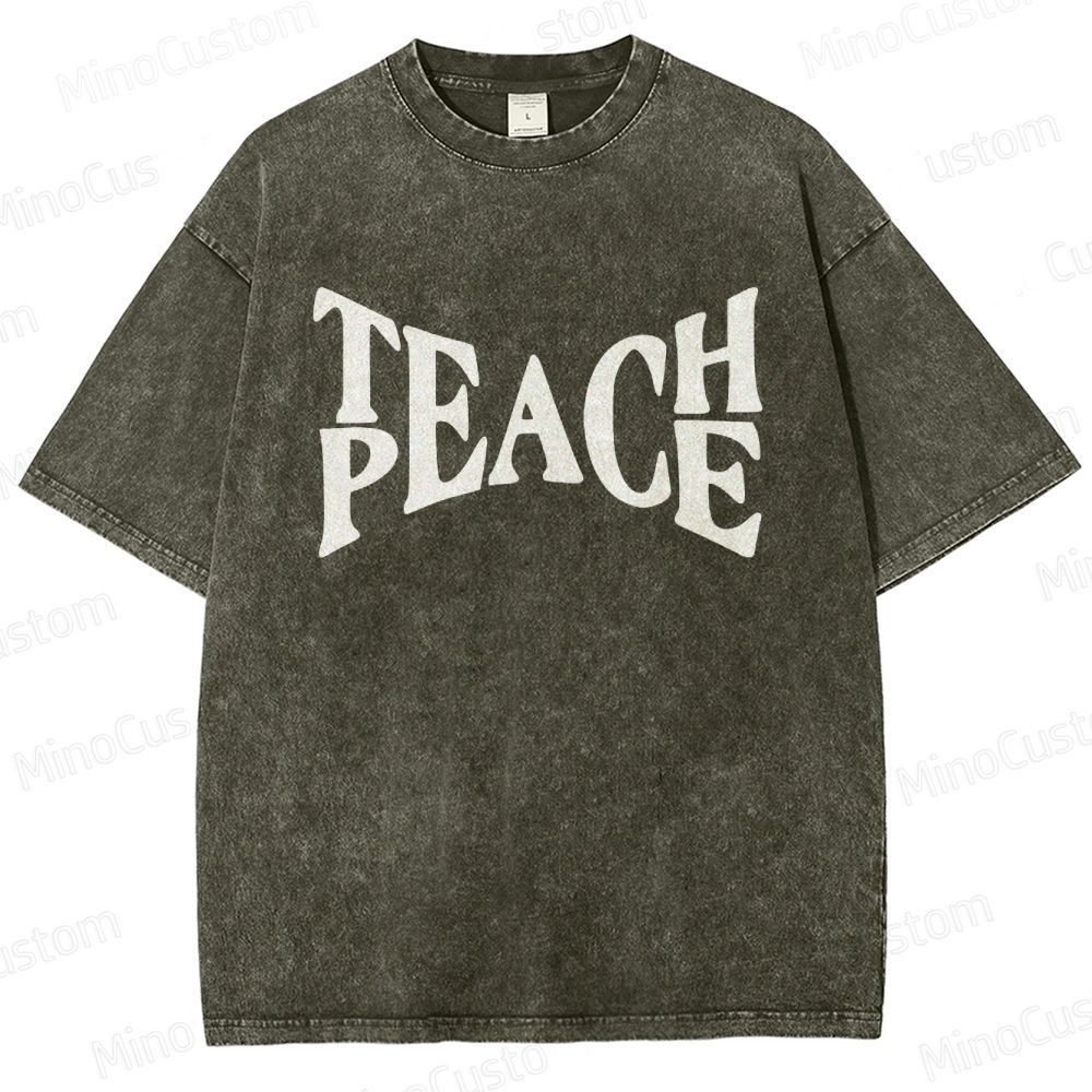 Vintage Washed “PEACE” Graphic T - Shirt