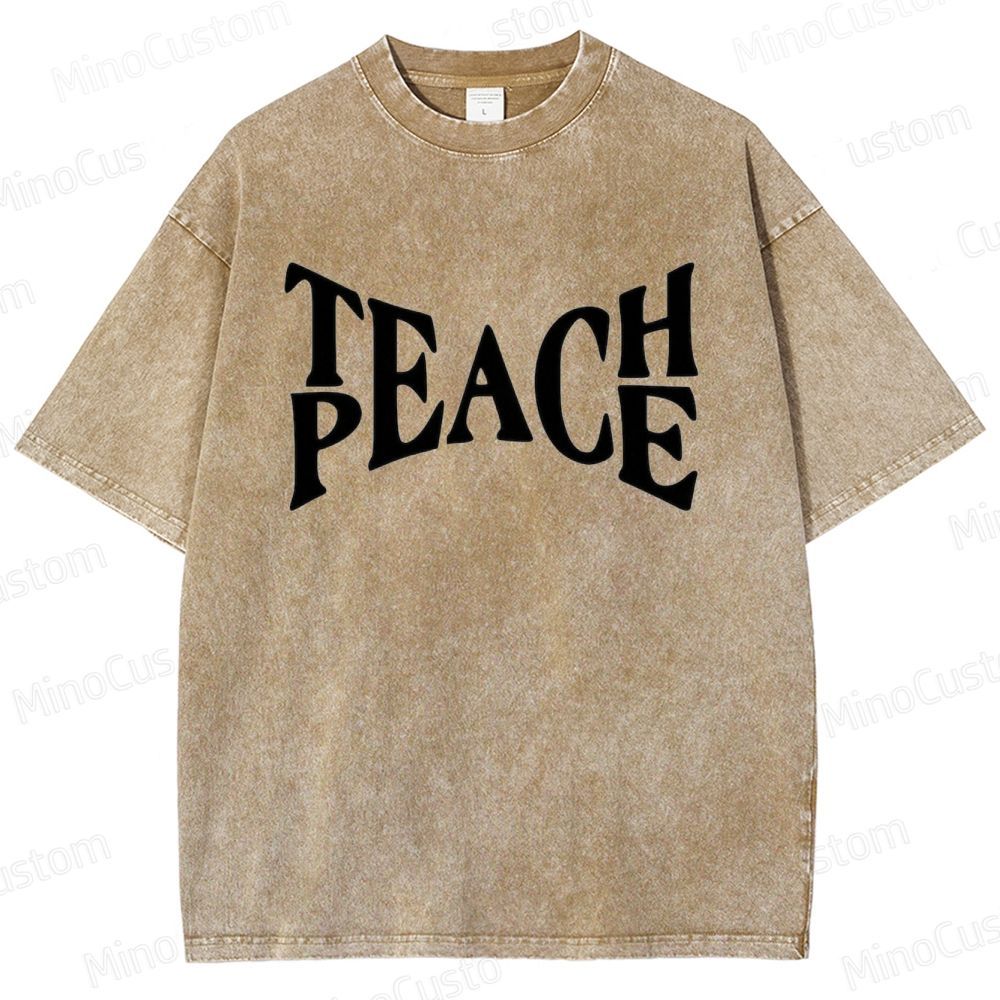 Vintage Washed “PEACE” Graphic T - Shirt