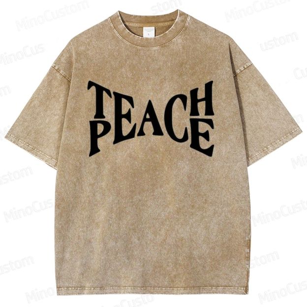 Vintage Washed “PEACE” Graphic T - Shirt
