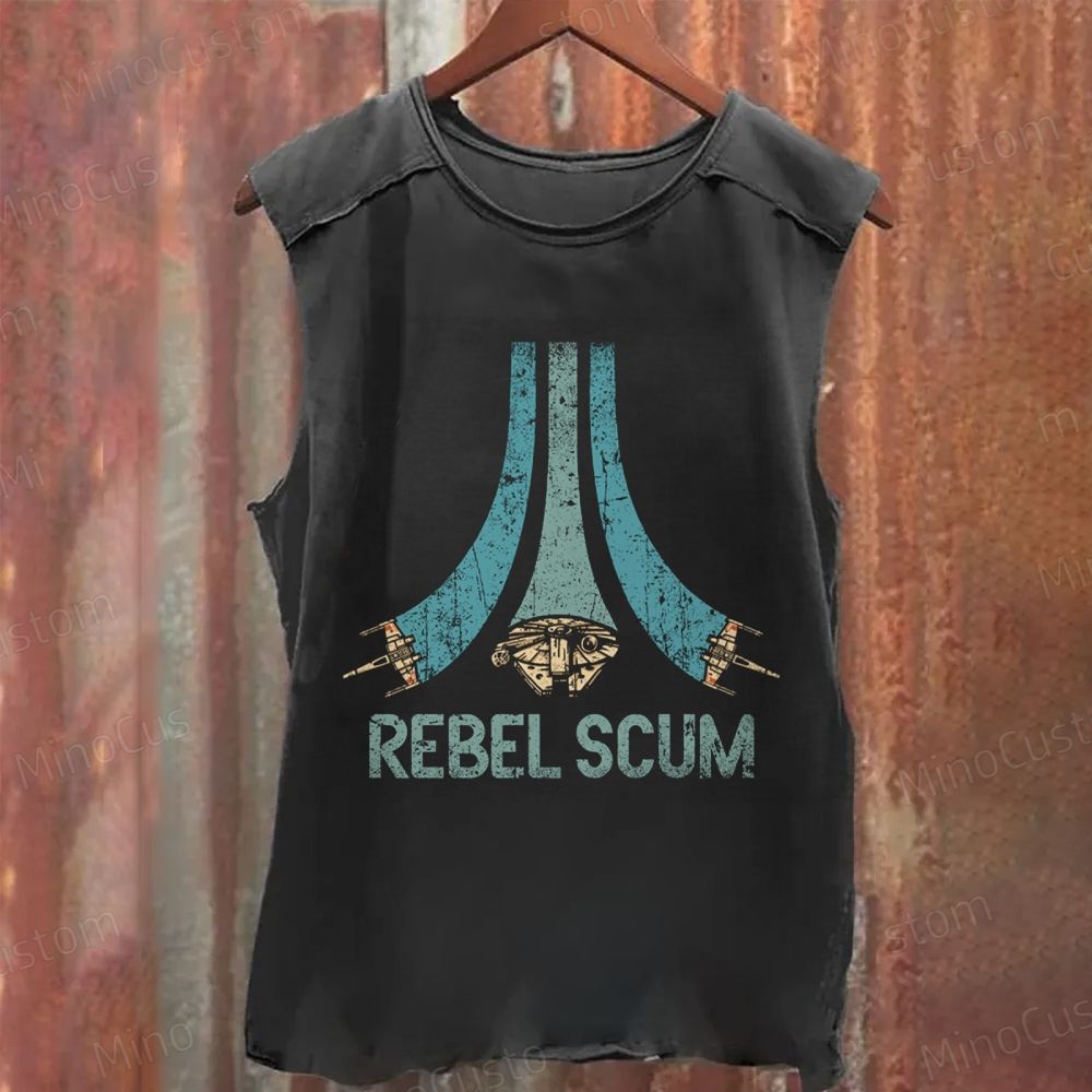 “REBEL SCUM” Millennium Falcon & X-Wing Graphic Washed Tank Top