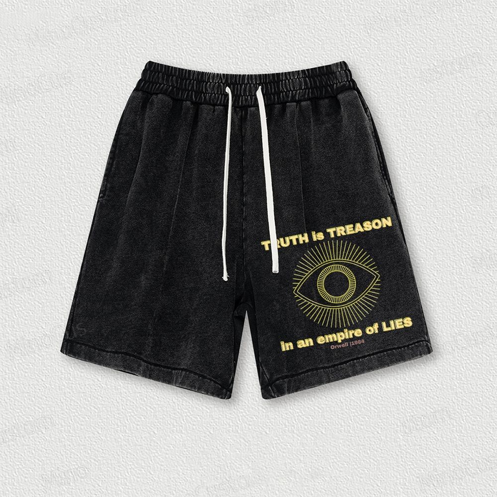 Truth Is Treason Washed Vintage Shorts