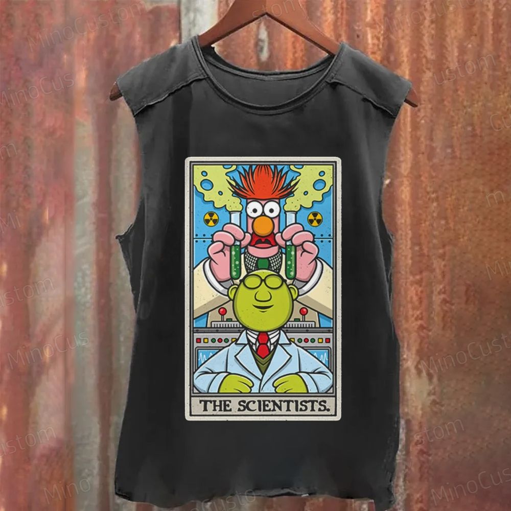 The Scientists – Beaker & Bunsen Muppets Parody” Vintage Lab Graphic Washed Tank Top