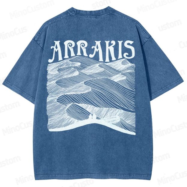 “ARRAKIS – Desert Planet Tribute” Sci-Fi Line Art Graphic Washed T-Shirt