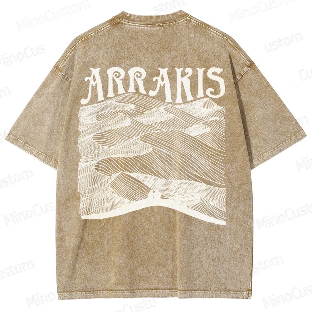 “ARRAKIS – Desert Planet Tribute” Sci-Fi Line Art Graphic Washed T-Shirt