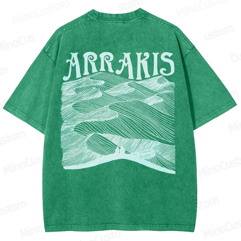 “ARRAKIS – Desert Planet Tribute” Sci-Fi Line Art Graphic Washed T-Shirt