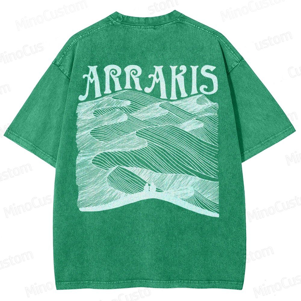 “ARRAKIS – Desert Planet Tribute” Sci-Fi Line Art Graphic Washed T-Shirt