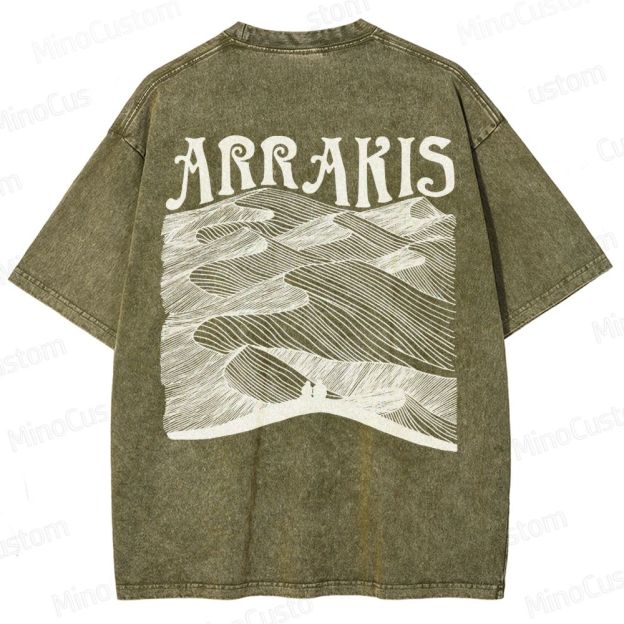 “ARRAKIS – Desert Planet Tribute” Sci-Fi Line Art Graphic Washed T-Shirt