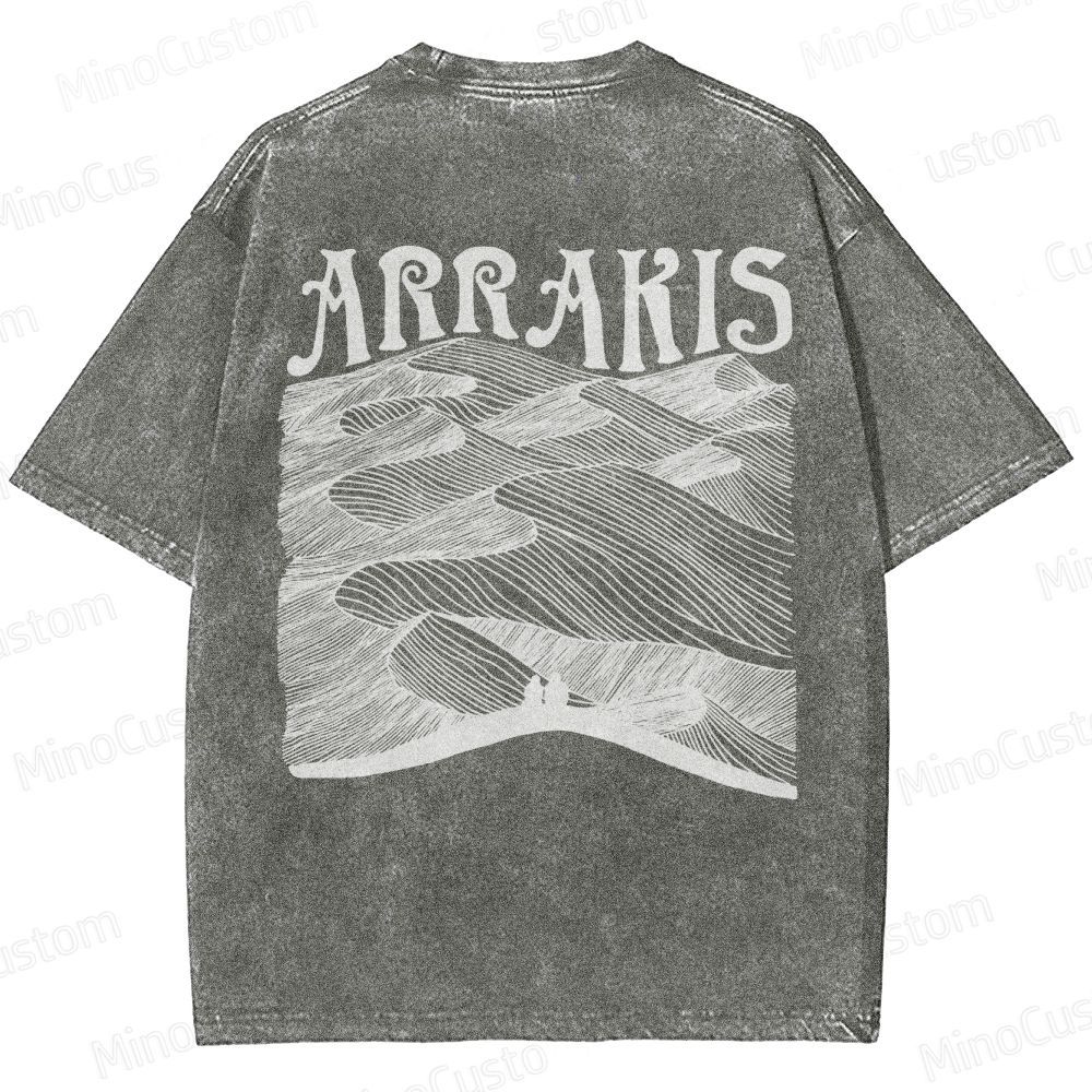 “ARRAKIS – Desert Planet Tribute” Sci-Fi Line Art Graphic Washed T-Shirt