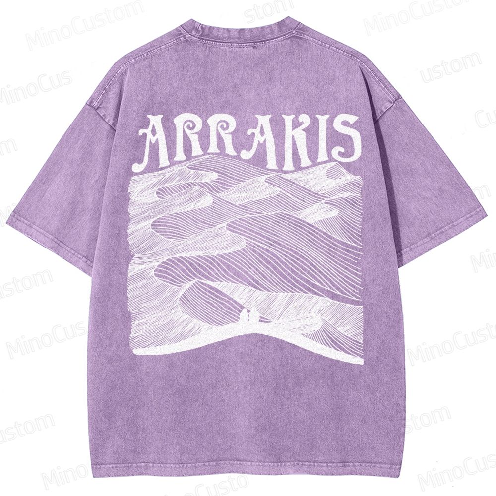 “ARRAKIS – Desert Planet Tribute” Sci-Fi Line Art Graphic Washed T-Shirt