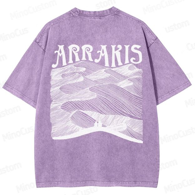 “ARRAKIS – Desert Planet Tribute” Sci-Fi Line Art Graphic Washed T-Shirt