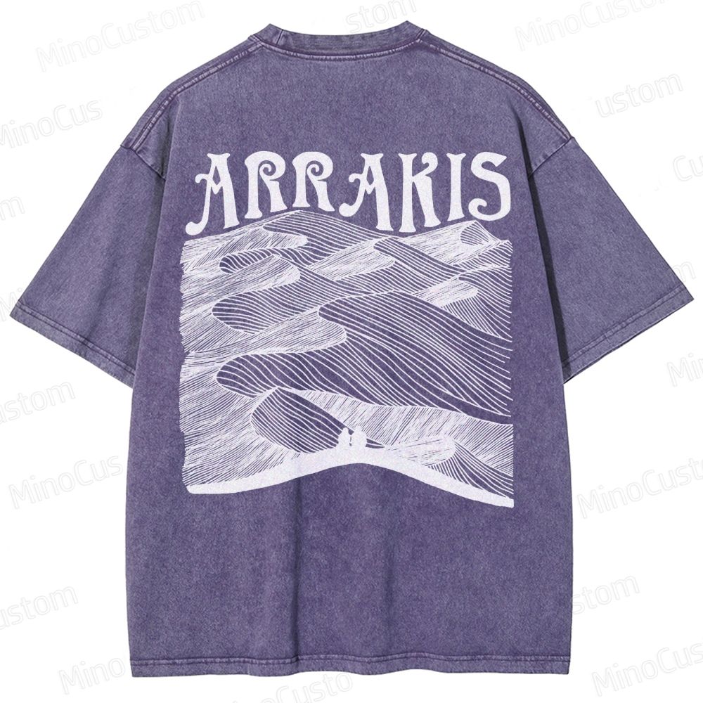 “ARRAKIS – Desert Planet Tribute” Sci-Fi Line Art Graphic Washed T-Shirt