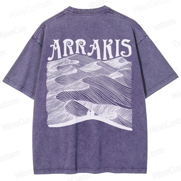 “ARRAKIS – Desert Planet Tribute” Sci-Fi Line Art Graphic Washed T-Shirt