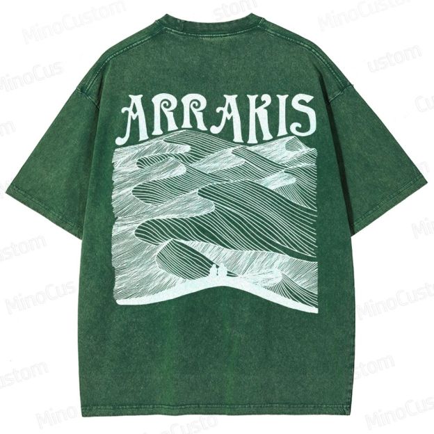 “ARRAKIS – Desert Planet Tribute” Sci-Fi Line Art Graphic Washed T-Shirt
