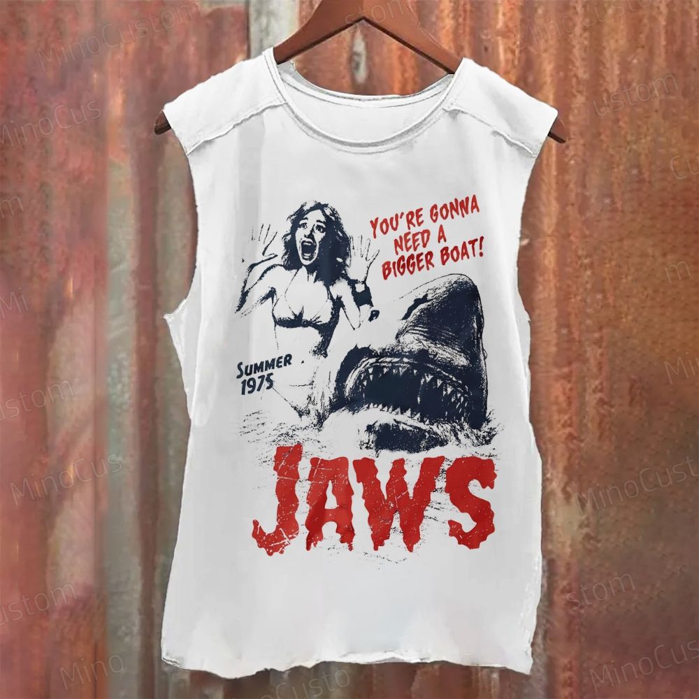 Retro Jaws Movie Printed Tank Top 