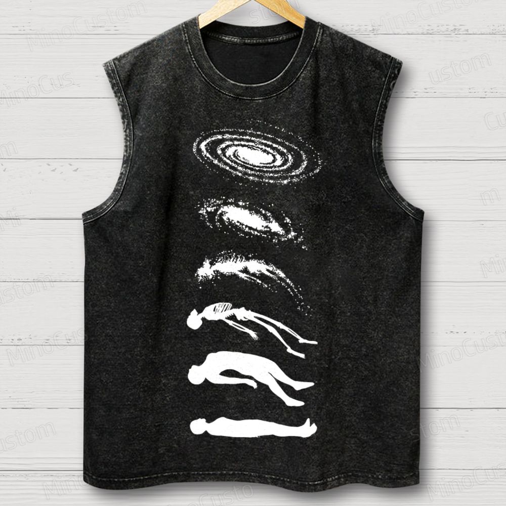 Galaxy & Human Evolution Graphic Washed Tank Top