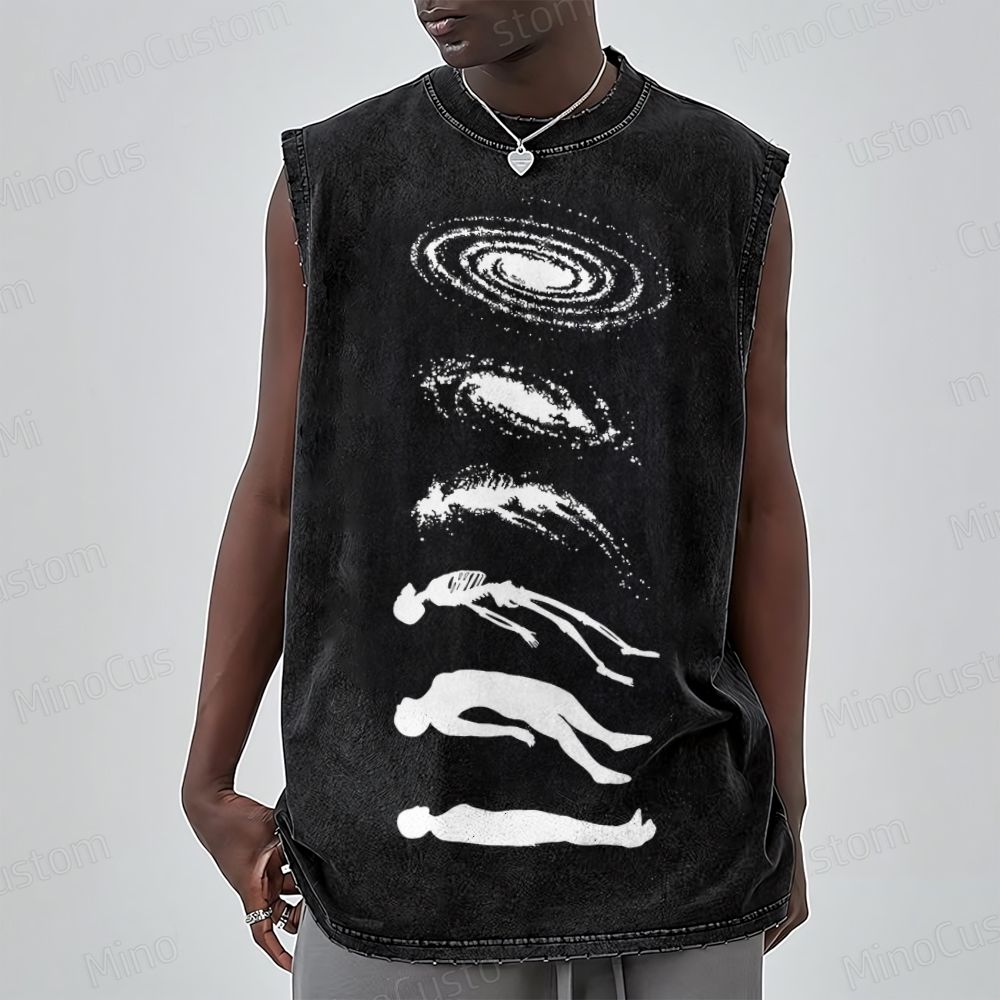 Galaxy & Human Evolution Graphic Washed Tank Top