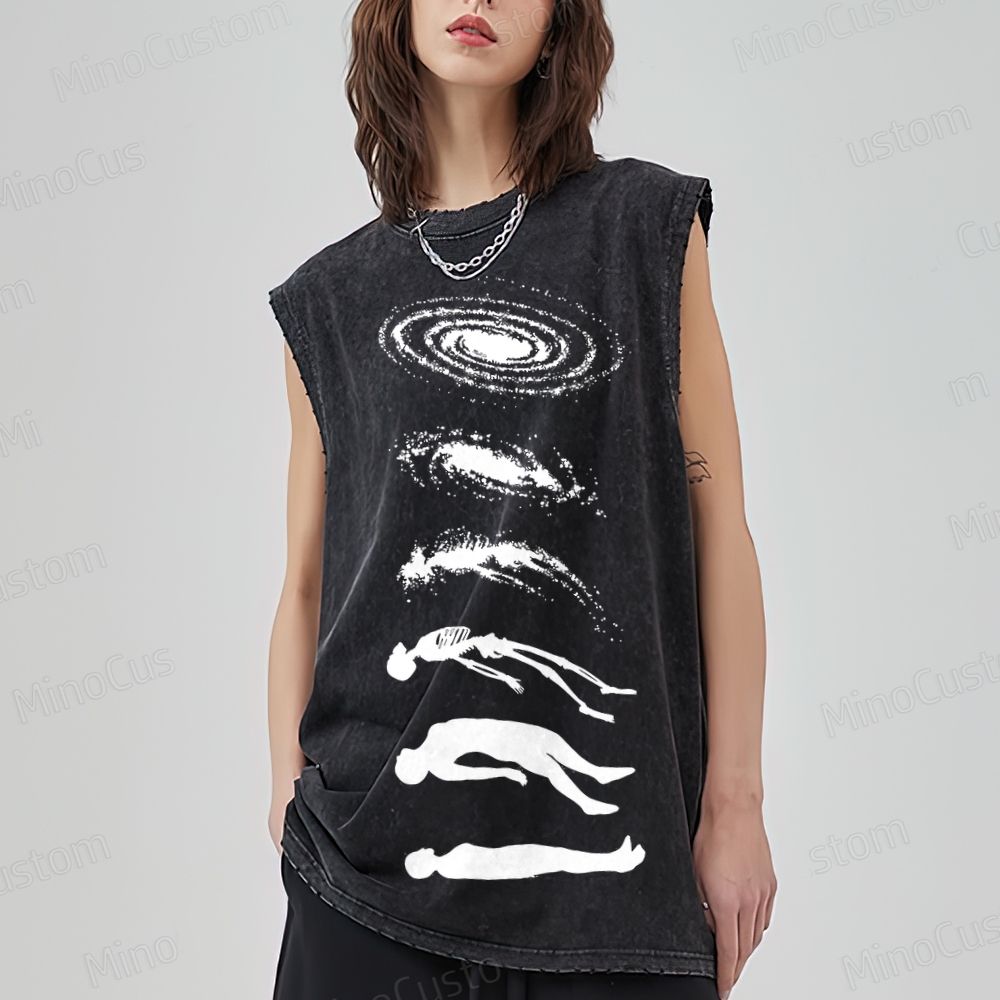 Galaxy & Human Evolution Graphic Washed Tank Top