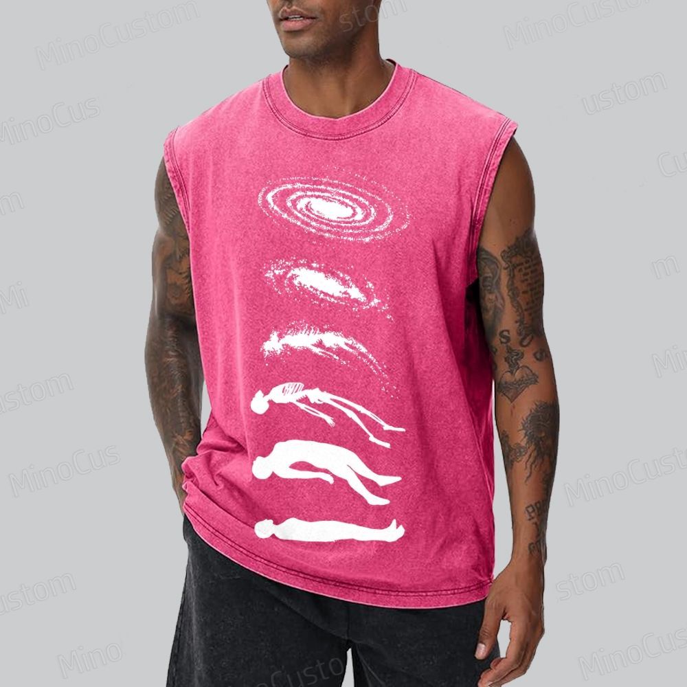 Galaxy & Human Evolution Graphic Washed Tank Top