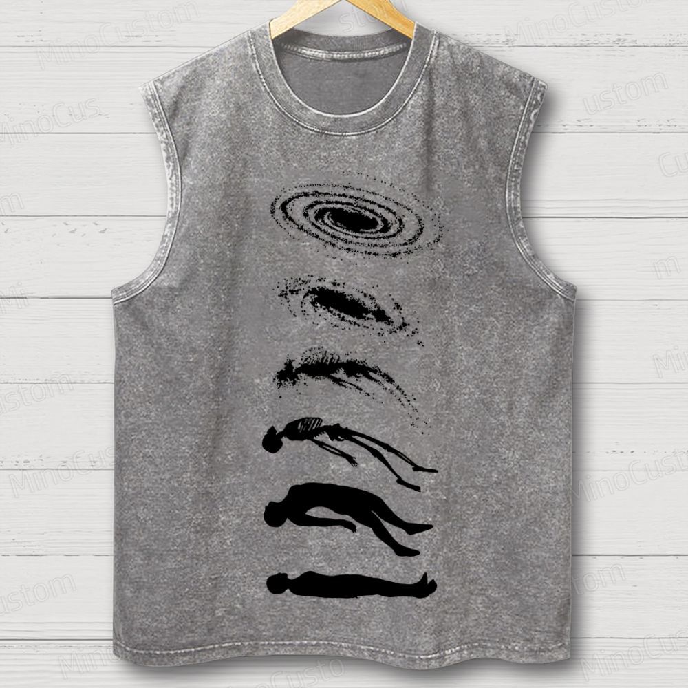 Galaxy & Human Evolution Graphic Washed Tank Top