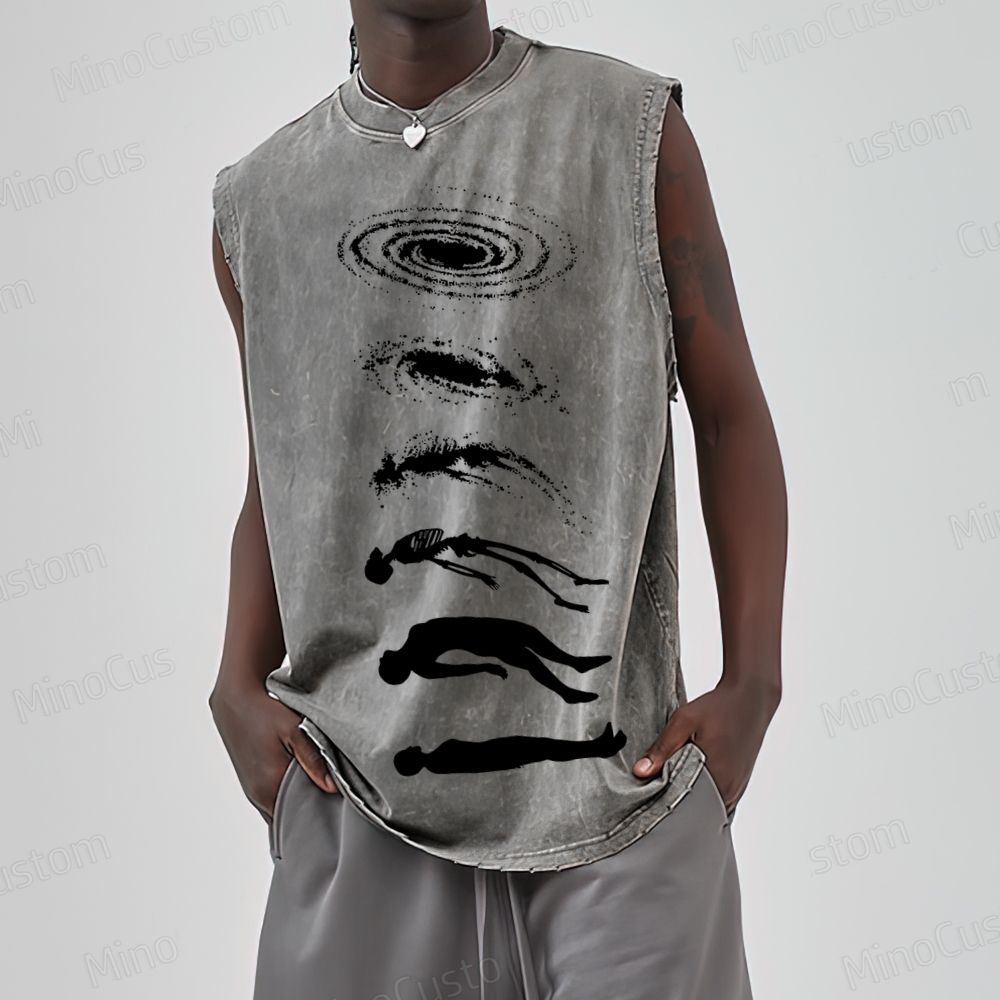 Galaxy & Human Evolution Graphic Washed Tank Top