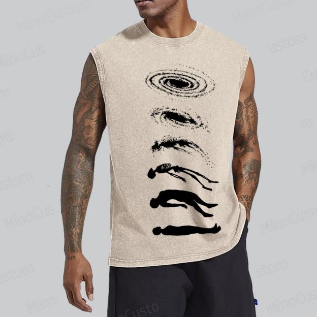 Galaxy & Human Evolution Graphic Washed Tank Top
