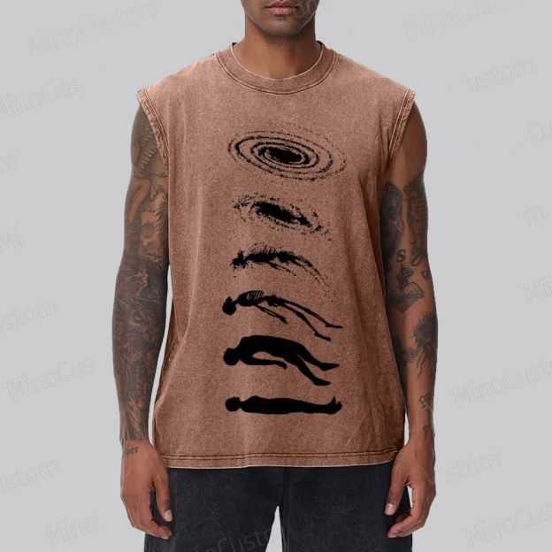 Galaxy & Human Evolution Graphic Washed Tank Top