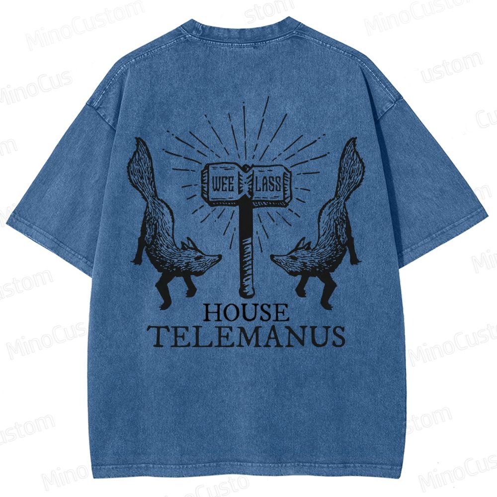 House Telemanus Fox Graphic Washed T - Shirt