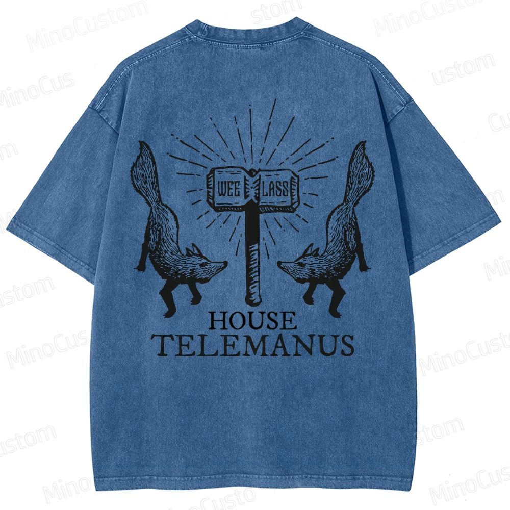 House Telemanus Fox Graphic Washed T - Shirt