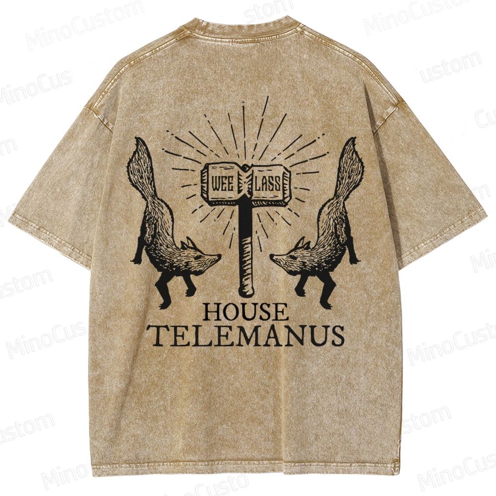 House Telemanus Fox Graphic Washed T - Shirt