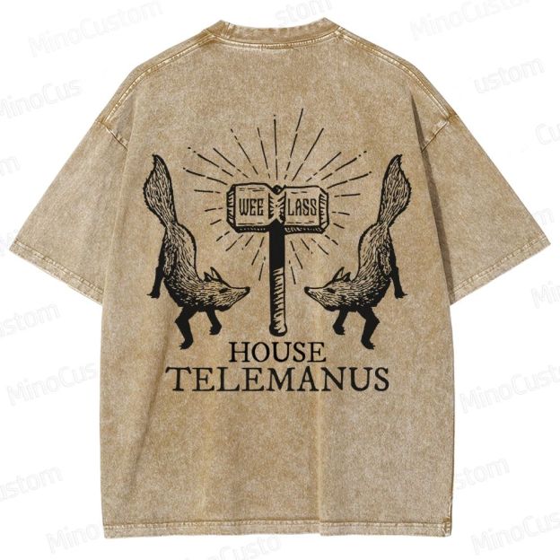 House Telemanus Fox Graphic Washed T - Shirt