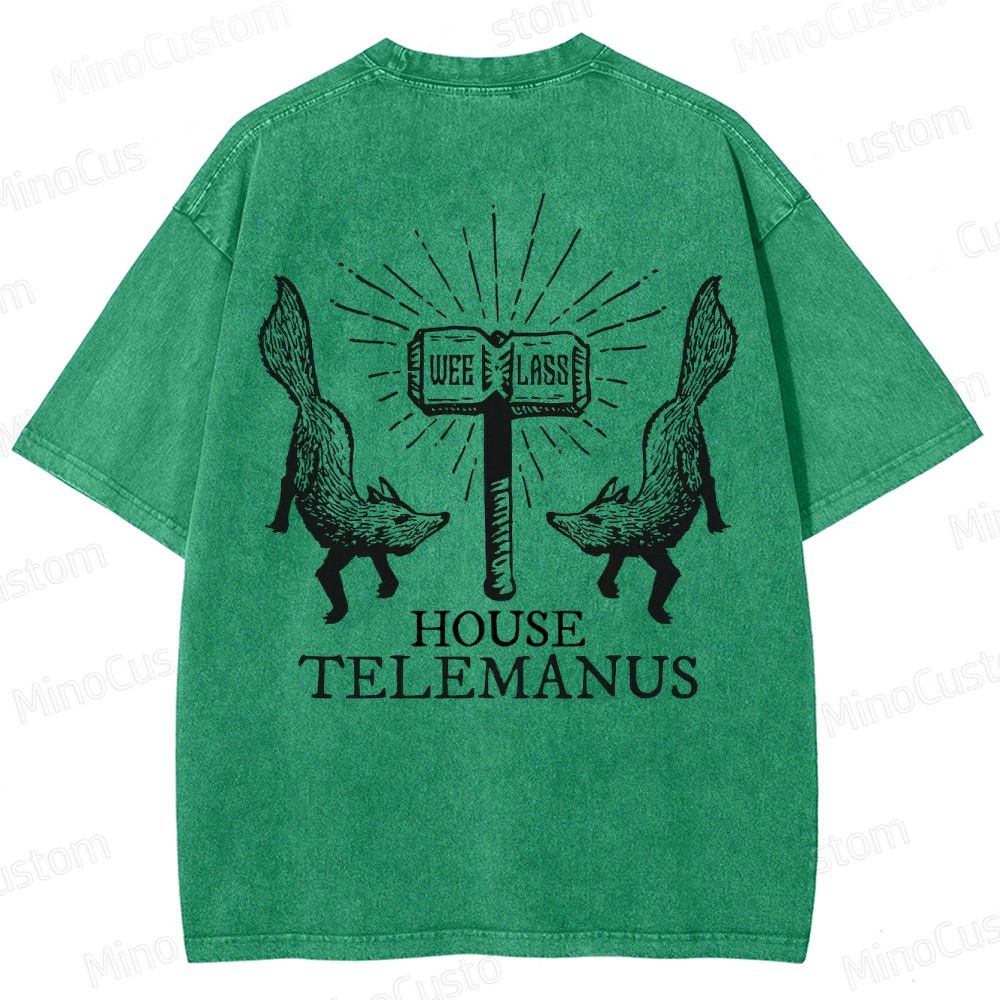 House Telemanus Fox Graphic Washed T - Shirt