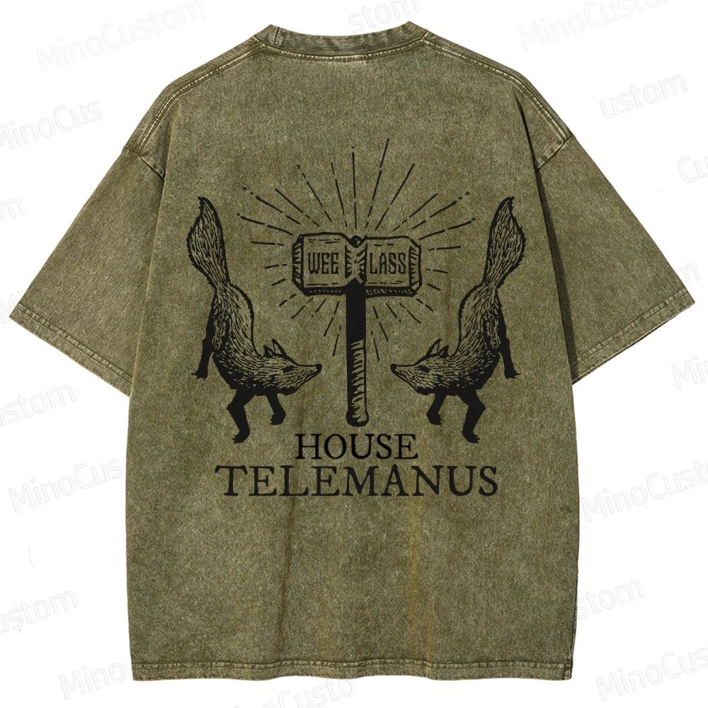 House Telemanus Fox Graphic Washed T - Shirt