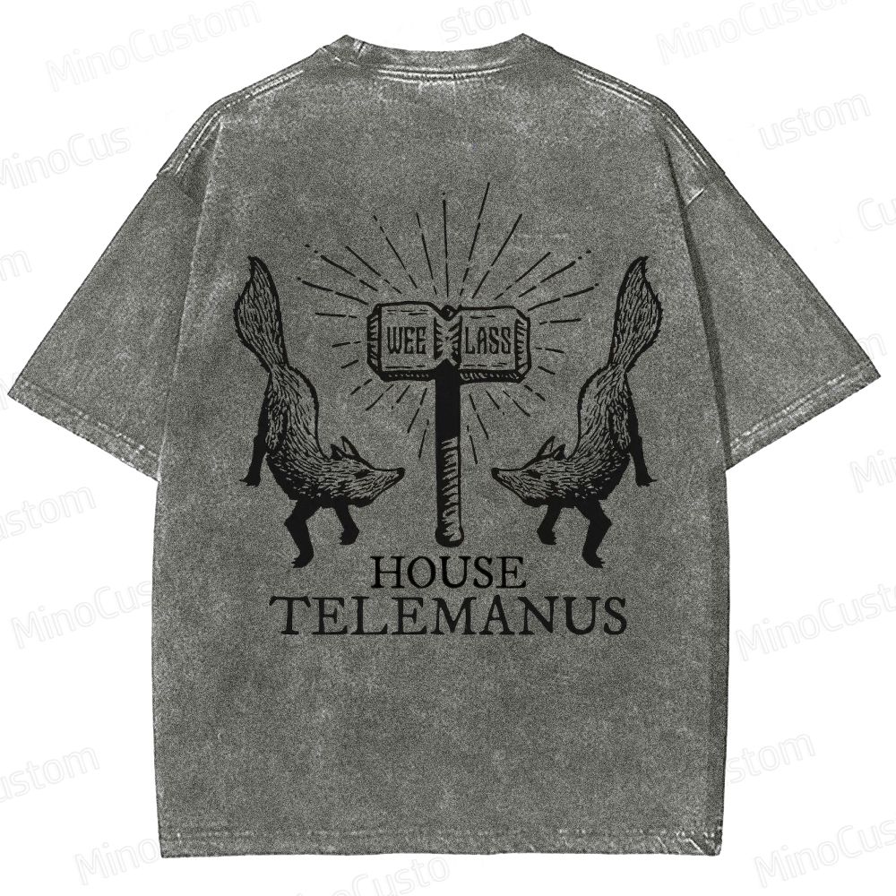 House Telemanus Fox Graphic Washed T - Shirt