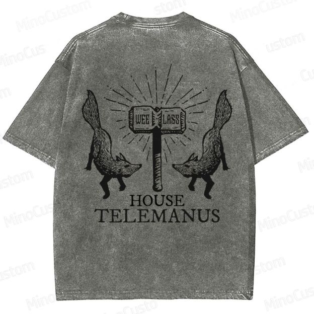 House Telemanus Fox Graphic Washed T - Shirt