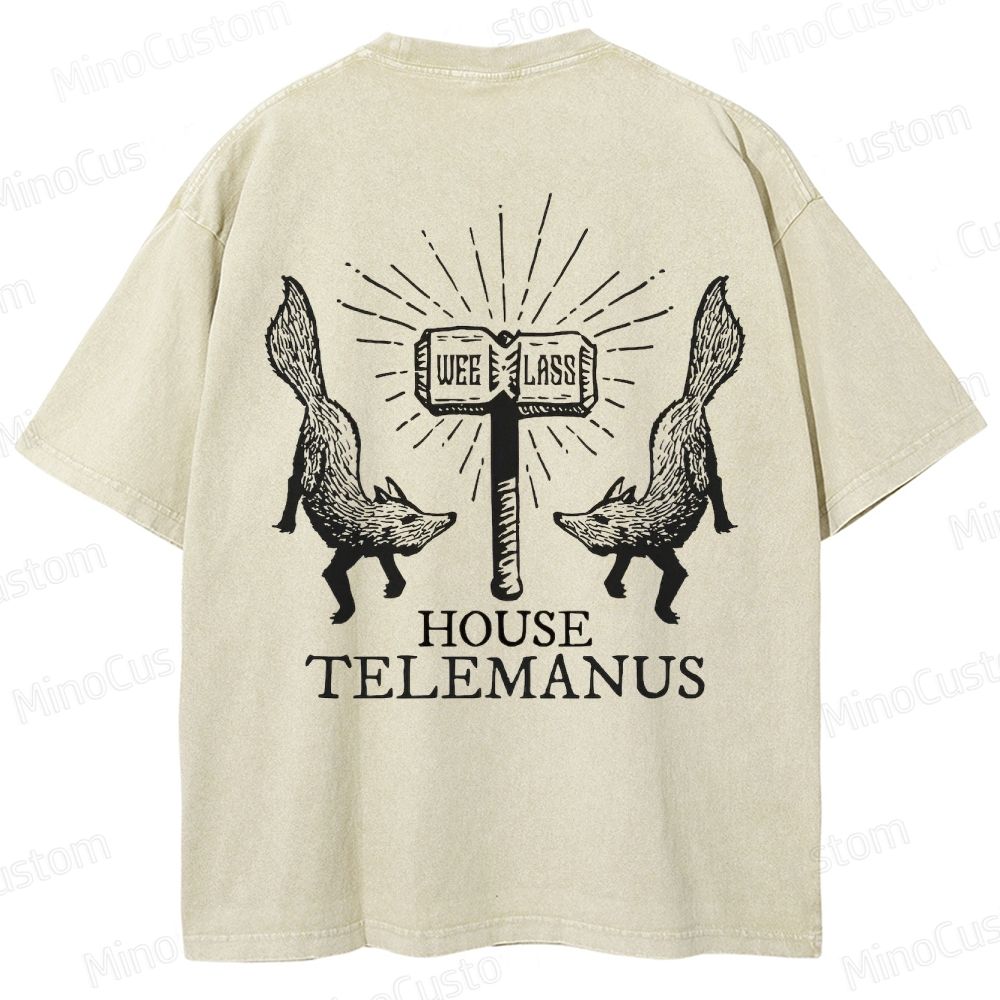 House Telemanus Fox Graphic Washed T - Shirt