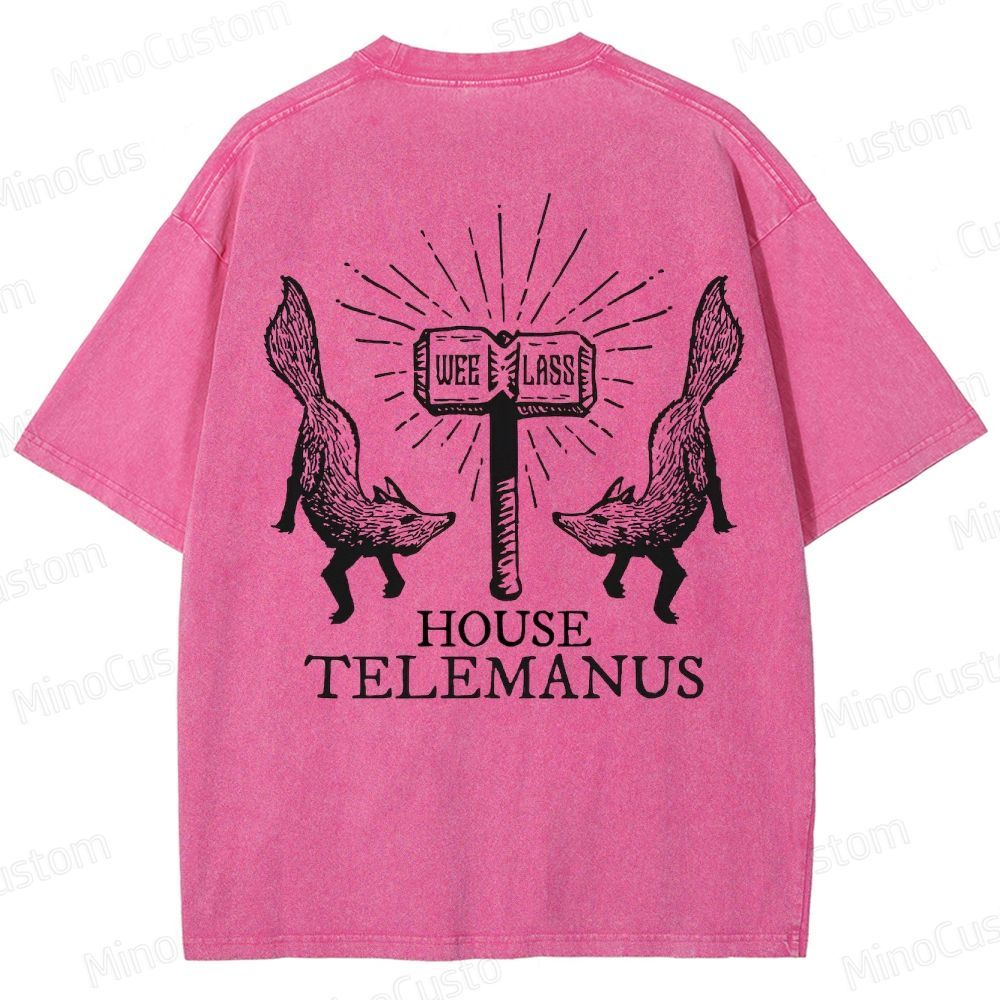 House Telemanus Fox Graphic Washed T - Shirt