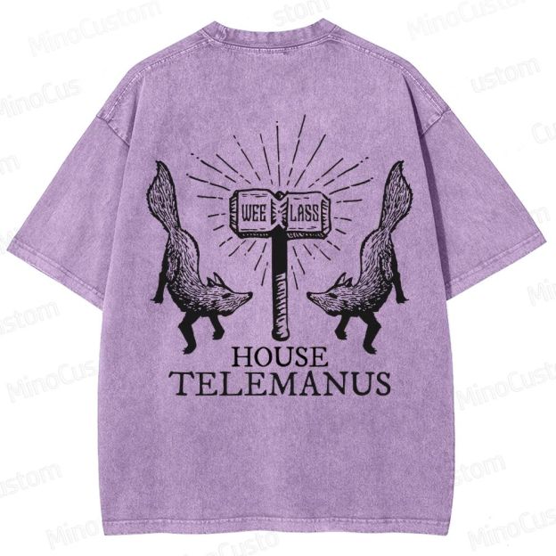 House Telemanus Fox Graphic Washed T - Shirt
