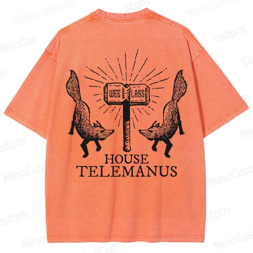 House Telemanus Fox Graphic Washed T - Shirt