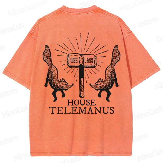 House Telemanus Fox Graphic Washed T - Shirt