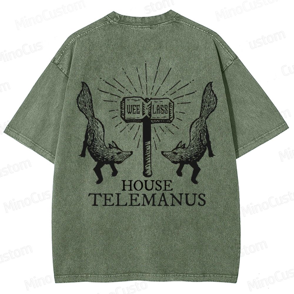 House Telemanus Fox Graphic Washed T - Shirt