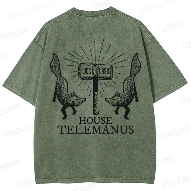 House Telemanus Fox Graphic Washed T - Shirt