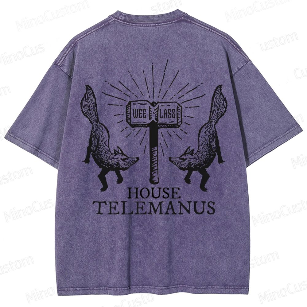 House Telemanus Fox Graphic Washed T - Shirt