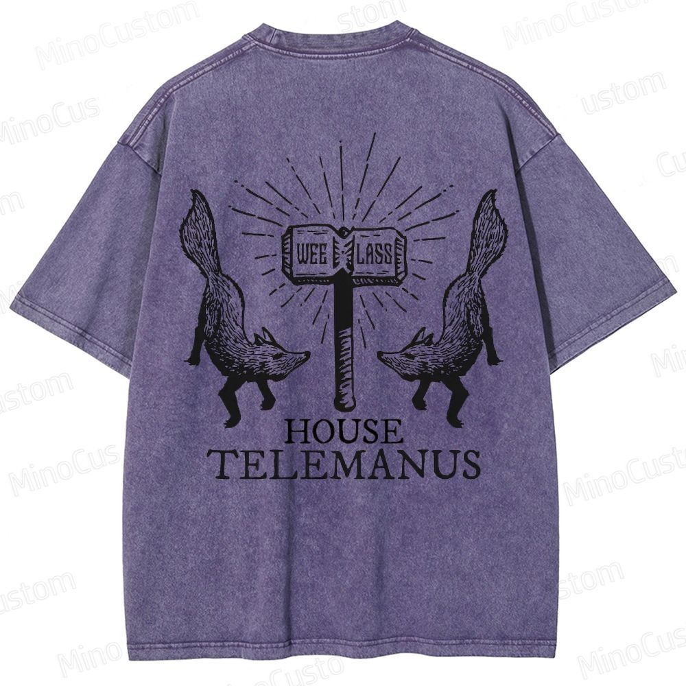 House Telemanus Fox Graphic Washed T - Shirt