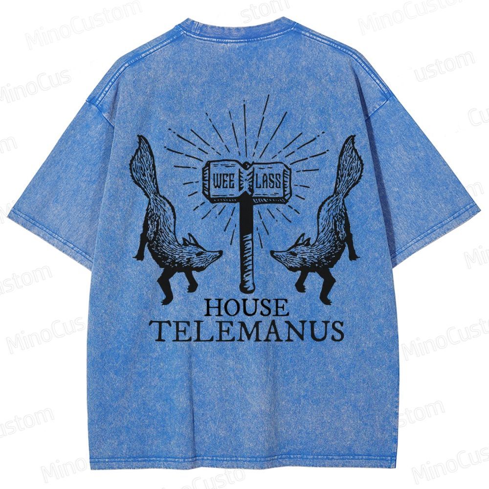 House Telemanus Fox Graphic Washed T - Shirt