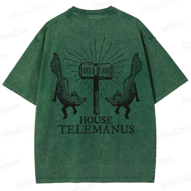 House Telemanus Fox Graphic Washed T - Shirt