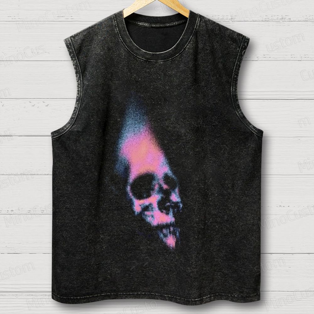 Vintage skull Unisex Washed Tank Top