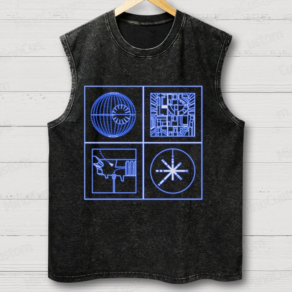 Death Star Plans Unisex Washed Tank Top